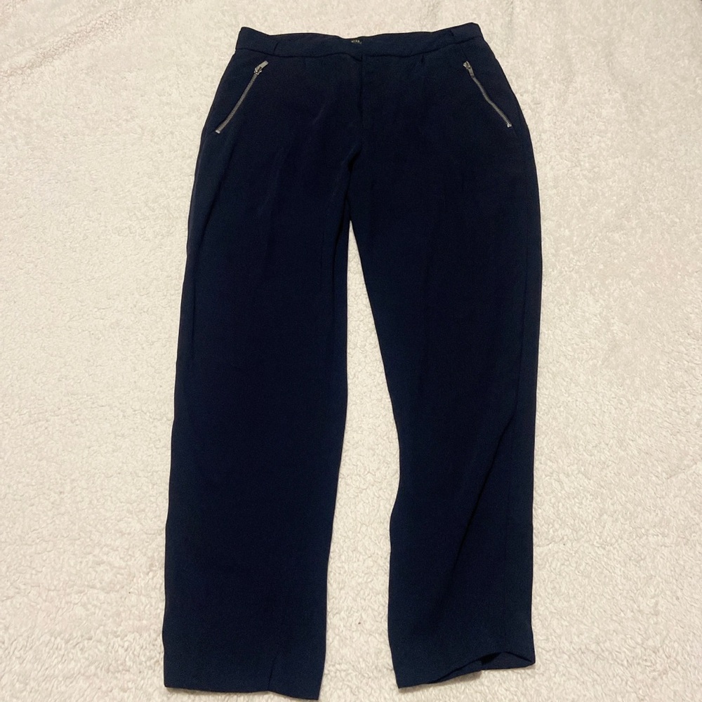 Bershka womens Dark Blue Dress Pants with Zipper Details size 8